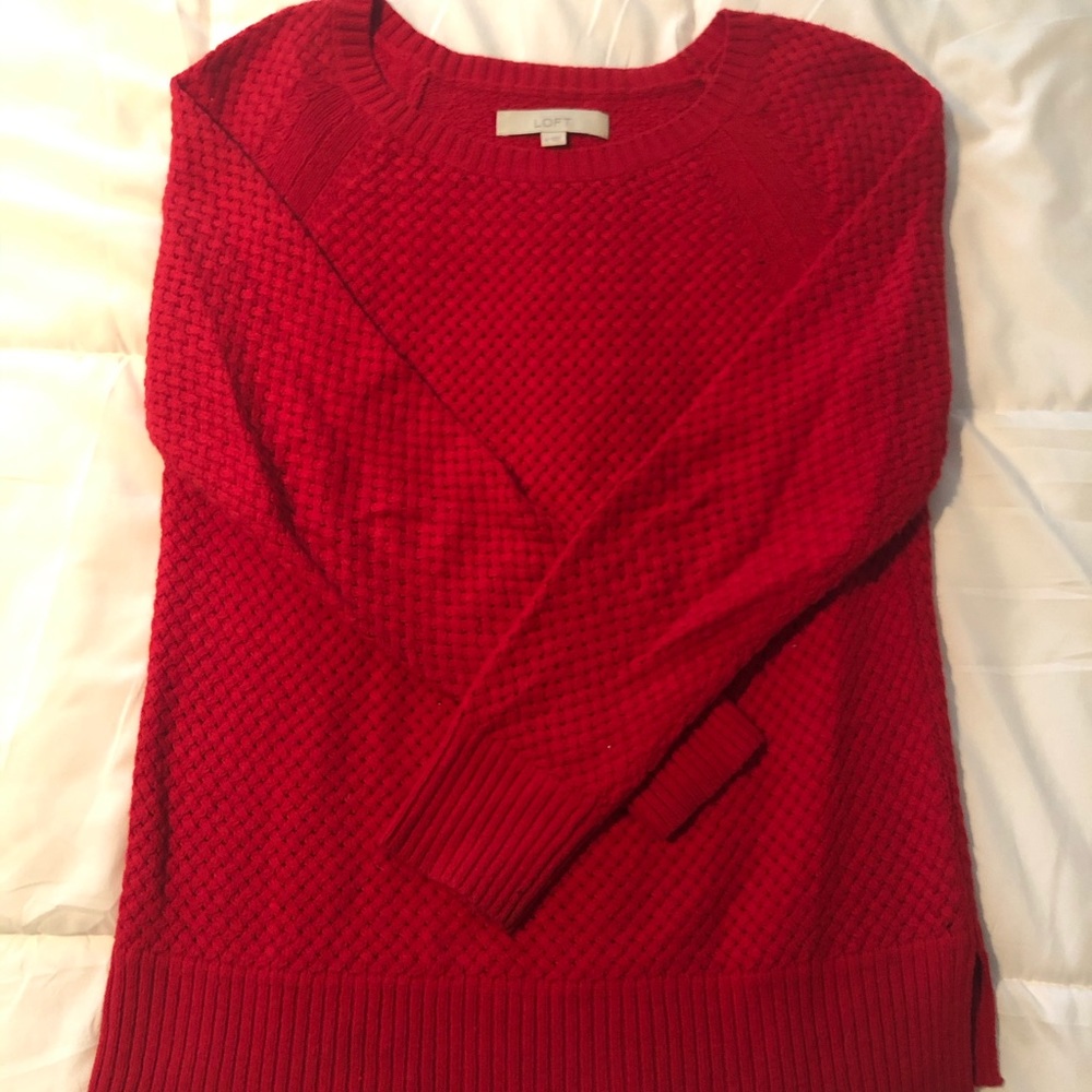 LOFT red honeycomb sweater
